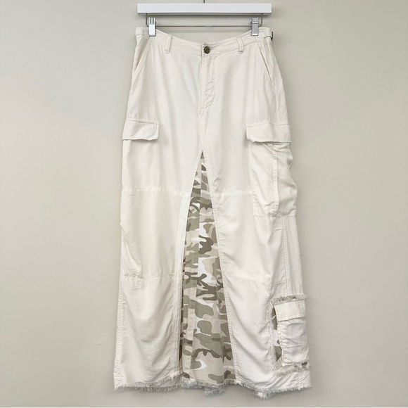 Da-Nang Dresses & Skirts - Da-Nang Off White Camo Long Maxi Skirt Cargo Silk